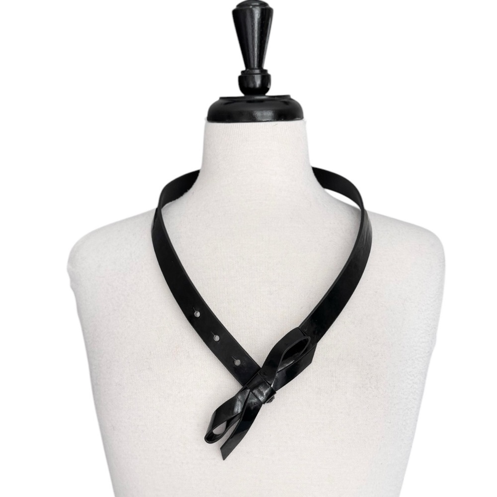 Lafayette 148 Genuine Leather Skinny Bow Belt Black